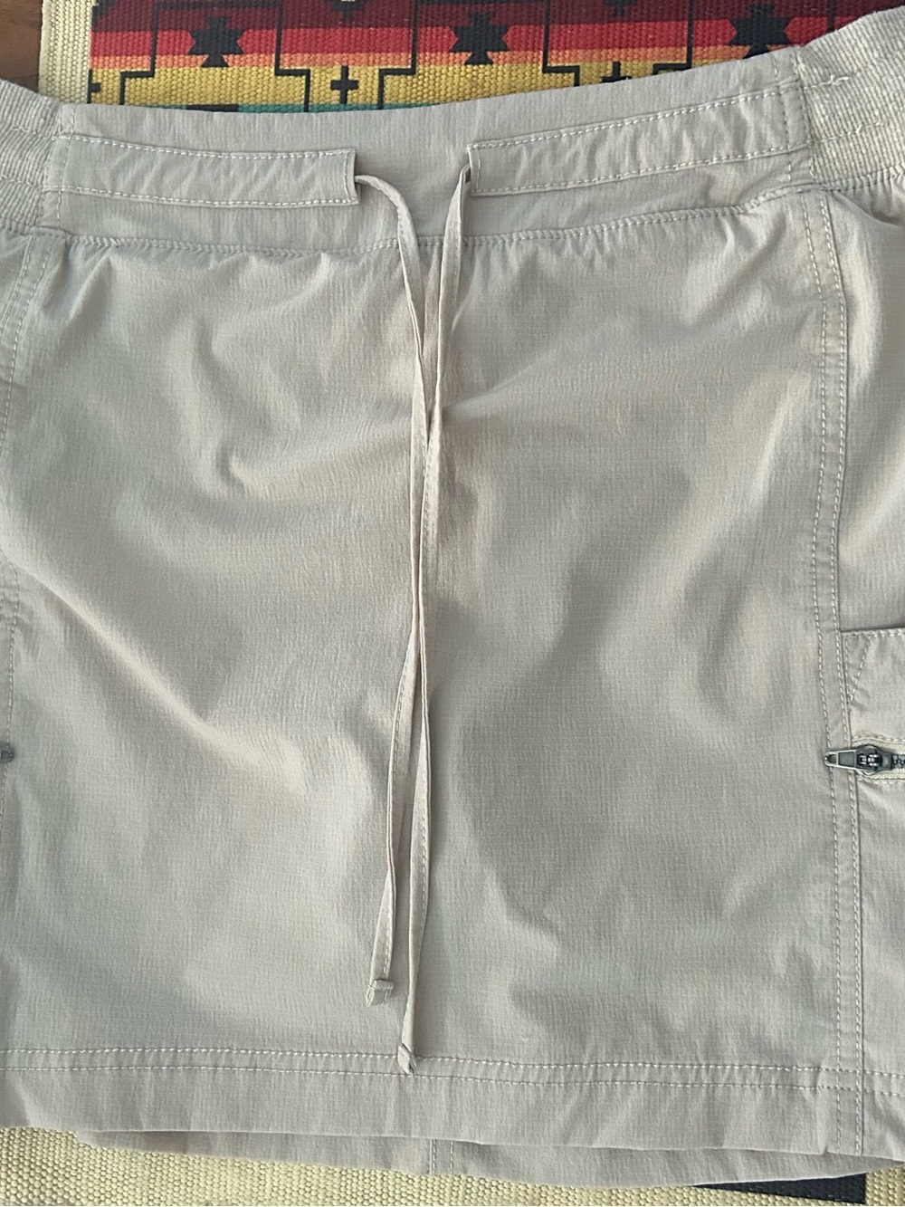 Tangerine Light Beige Mini Skirt with Drawstring